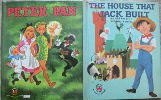 2 Vintage Wonder Books Peter Pan,  The House That Jack Built
