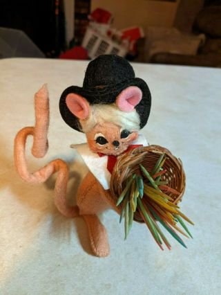 Annalee 5 " Pilgrim Toothpick Holder Mouse With Cornucopia 2011 Fall - Thanksgiving