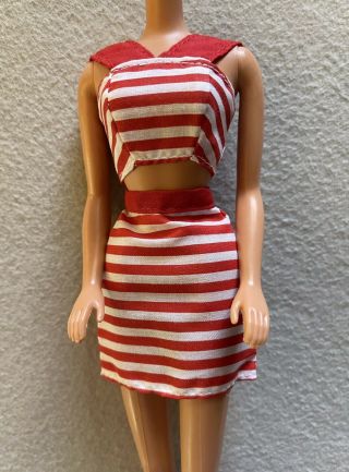 Barbie Fashion Outfit Red & White Striped Skirt & Top Mattel