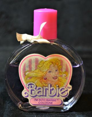 Vintage Barbie Perfume By Avon,  1989,  Lavender Liquid,  Pink Top,  Glass Bottle