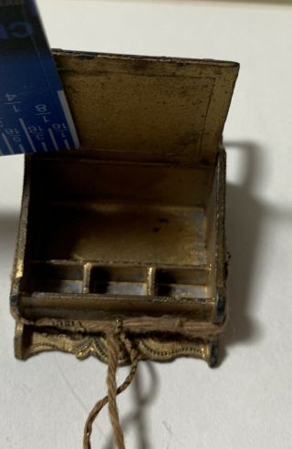 Vintage Miniature Brass Lap Top Writing Desk For Doll House Old Fashioned 2