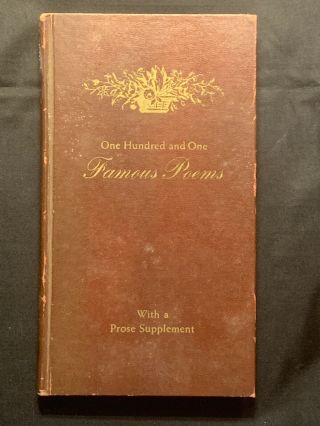 1958 Vintage Book - - One Hundred And One Famous Poems - Longfellow,  Emerson,  Etc