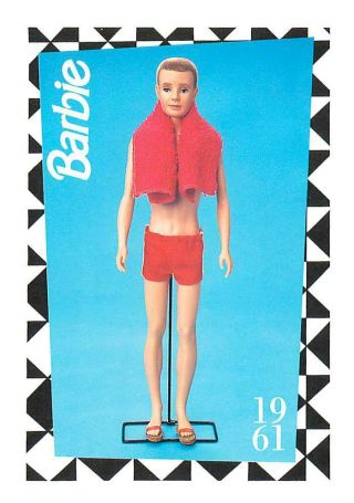 Barbie Fashion Trading Card 1991 1 Ken 138 Beach Red Swimsuit Sex Towel Malibu