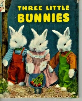 Vintage - Three Little Bunnies - Rand Mcnally Elf Book - 1950