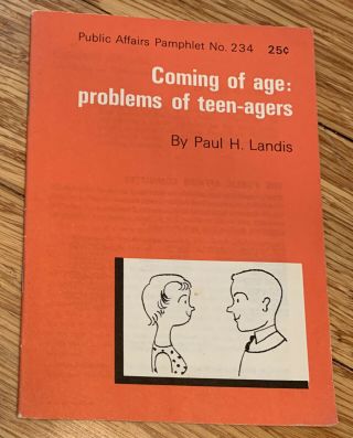 Coming Of Age Teenagers Public Affairs Pamphlet No.  234 Vintage 1970 Booklet