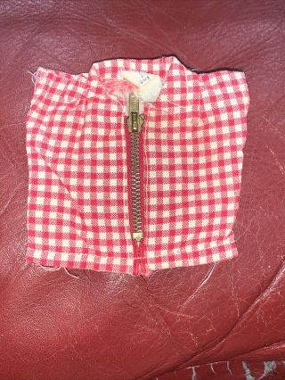 Vintage Vogue Ginny Doll Tagged Shirt Red Gingham Checked Zipper Plaid