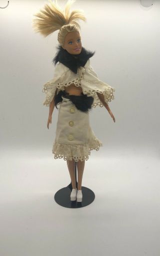 Vintage Barbie 60s 70s Handmade Cream And Fur Outfit Cloak And Skirt Duo