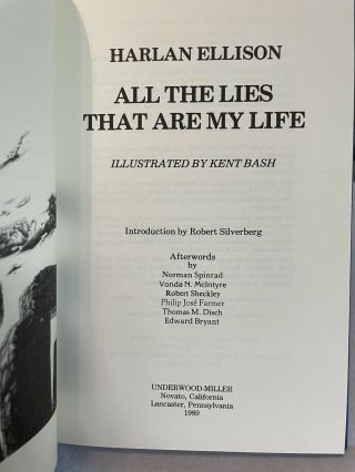 All The Lies That Are My Life By Harlan Ellison 1st Ed,  2nd Print,  Signed,  1/300