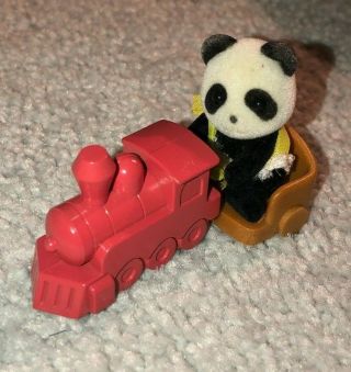 Sylvanian Families Baby Panda With Train In Carry Case