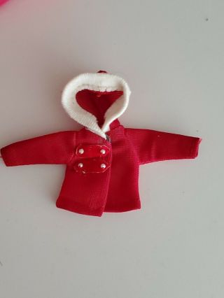 Vintage Dawn Doll Clothes Fashion Topper Red Hoodie Jacket Coat Fits 6 - 1/2 " Doll