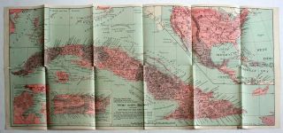 1898 History Of Our War With Spain Illustrated James R.  Young Color Foldout Map