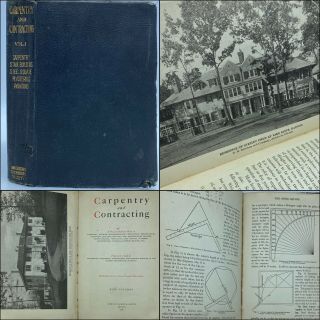1920 Carpentry & Contracting 1500,  Illustrations Technical Drawings Antique Book