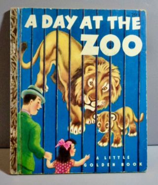 1950 " A Day At The Zoo " Little Golden Book 1st Ed " D " Tibor Gergely Illustrator