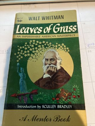 Leaves Of Grass — Walt Whitman,  1855 (mentor Vintage 1st Printing 1958) Antique