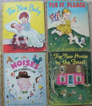 4 Vintage Little Golden Books Fix It Please,  Baby,  House In The Forest