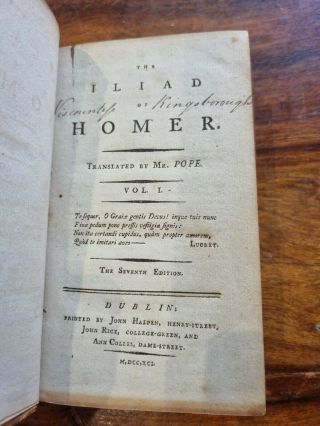 The Iliad Of Homer.  Pope.  1791.  Dublin