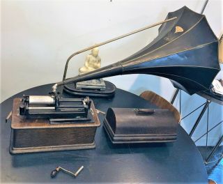 Antique Edison Home Phonograph With Horn Serial No.  329555