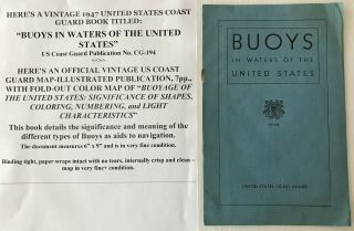 1947 Coast Guard Book Buoys Waters United States W/fold - Out Buoy Navigation Map