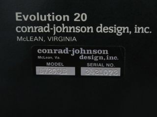 Conrad Johnson Evolution 20 SE Preamplifier Pre Amp,  Near. 6