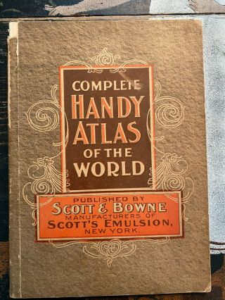 Scott & Browne Complete Handy Atlas Of The World 1899 Scott 