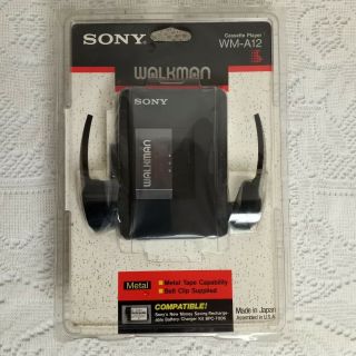 1988 Vintage Sony Walkman Wm - A12 Cassette Player W/ Belt Clip Headset Nib