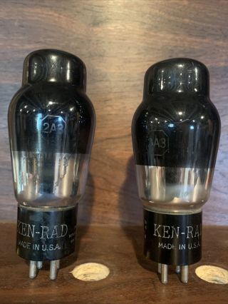 Perfect Matched Pair Ken - Rad 2a3 Black Glass Triode Tubes Tv7 66.  7/67.  0