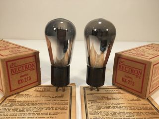 2 Vintage Nos 1925 Rca Radiotron Rectron Ux - 213 80 Globe Radio Amp Tube Pair 1