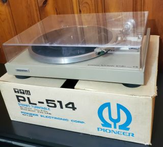 Vintage Pioneer Pl - 514 Turntable Record Player W/original Box