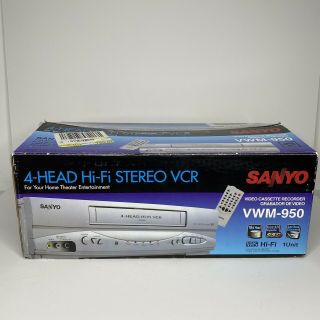 Sanyo Vwm - 950 Vcr Vhs Player 4 Head Hi - Fi Stereo Video Cassette Recorder