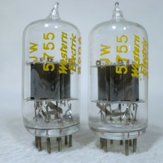 Matched Pair Western Electric Jw 5755 Clear Top Tubes Usa Early 1950 