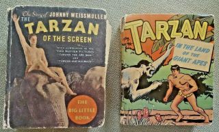 2 Books - Tarzan In The Land Of Giant Apes 1949 / Tarzan Of The Screen 1934