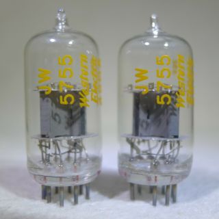 Matched Pair Western Electric Jw 5755 Clear Top Tubes Usa 1955 Very Strong