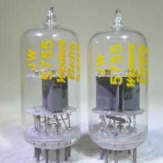 Matched Pair Western Electric Jw 5755 Clear Top Tubes Usa 1954 Very Strong