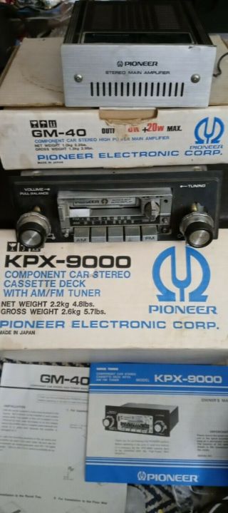 Vtg Pioneer Kpx - 9000 Car Radio Cassette & Gm - 40 Amplifier Cords,  Paperwork