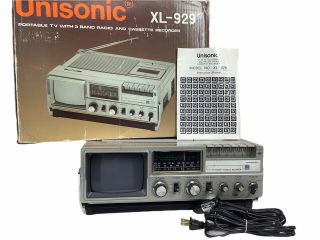 Vintage 1984 Unisonic Xl - 929 Portable Television Tv - Radio - Cassette Recorder