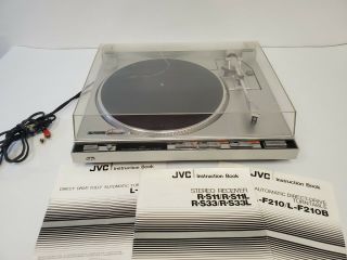 Vintage Jvc L - F210 Fully Auto Turntable Record Player W/ Audio Technica Pm7000