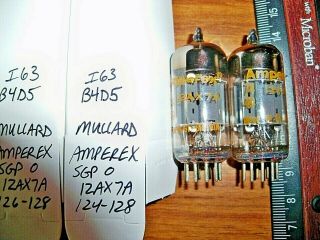 2 Strong Matched Amperex By Mullard Short Gray Plate O Getter 12ax7a Ecc83 Tubes