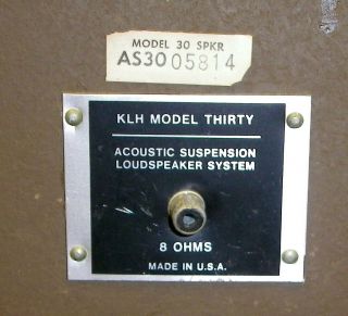 Vintage KLH Model 30 Speakers — 1970 ' s update of KLH 6,  KLH 17 3