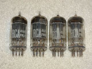 4 X 12ax7 Rca Tubes Black Plates - D Strong Matched Quad 1957 Meatball