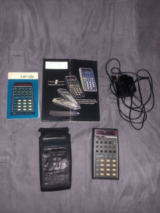 Hp - 35 Scientific Calculator With Leather Case,  Manuals,  Plug