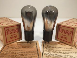 2 Vintage Nos 1925 Rca Radiotron Rectron Ux - 213 80 Globe Radio Amp Tube Pair 2
