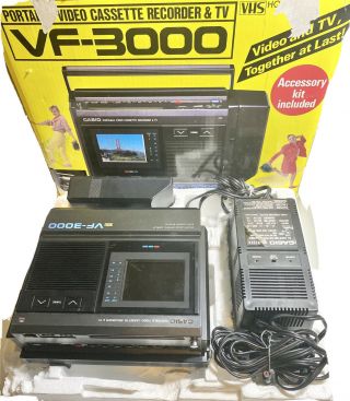 Casio Vf - 3000 Vhs Portable Tv/vcr Player 1988,  Made In Japan - Rare Vintage