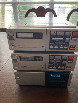 2 Sony Sl - 2000 Betamax Player Recorders,  Tuner Timer Tt - 2000,  Remote,  Ships Fast