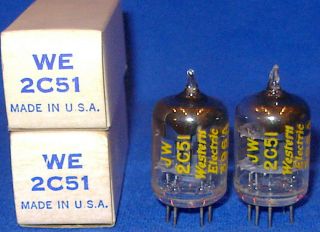 Nos / Nib Matched Pair Western Electric 2c51 / 396a Vacuum Tubes Same 1954 Date