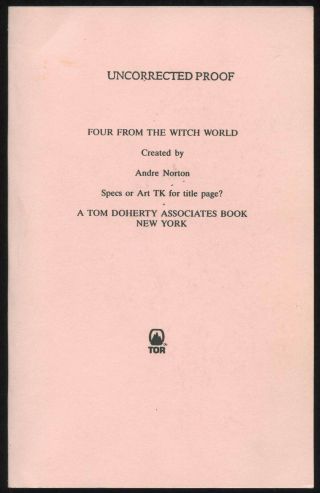 Fiction: Four From The Witch World,  Edited By Andre Norton.  1989.  Arc