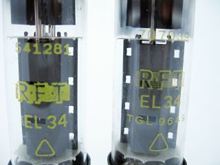 2 x NOS RFT EL34 - 6CA7 Test STRONG & MATCHED 92 DImple Top Vacuum Power Tubes 2