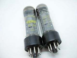 2 x NOS RFT EL34 - 6CA7 Test STRONG & MATCHED 92 DImple Top Vacuum Power Tubes 3