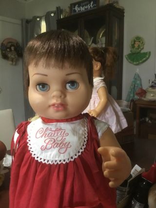 Vintage Mattel 1961 Brunette Chatty Baby Doll,  Pull String Intact - (non)