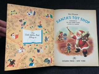 Vintage WALT DISNEY SANTA ' S TOY SHOP Little Golden Book 1950 2