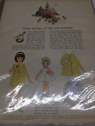 1964 Vintage Betsy Mccall At The Egg Rolling Paper Dolls Uncut